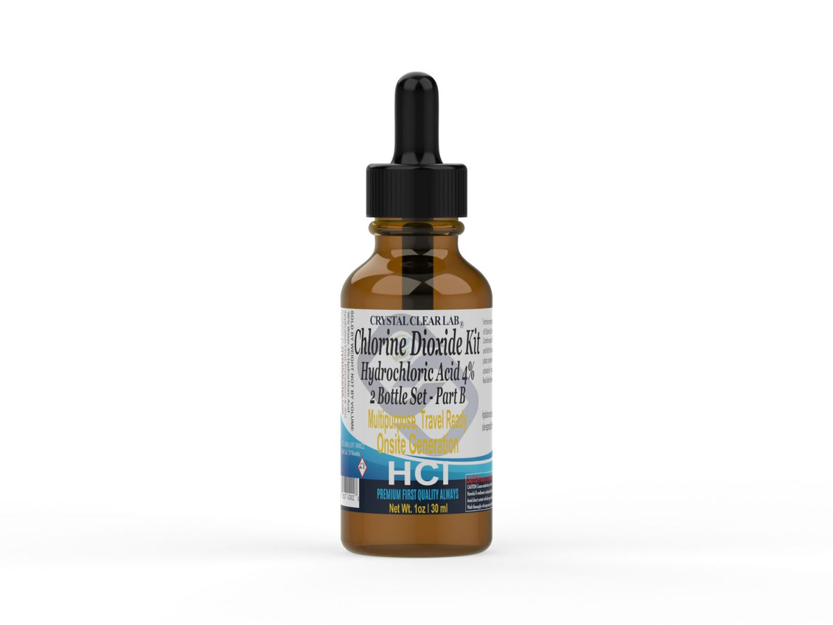 Crystal Clear Chlorine Dioxide Hydrochloric Acid 4-5% (HCl) : Sodium Chlorite 2oz, 4oz, 8oz Liquid Set, , 1 Fluid Ounces, Pack of 2