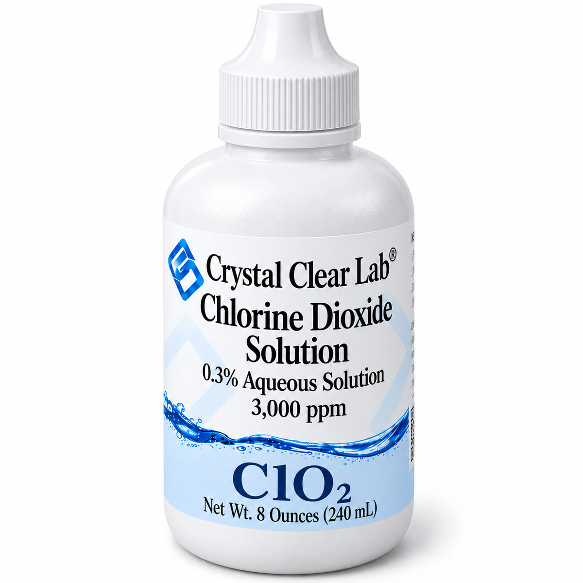 Chlorine Dioxide Solution 3000 ppm — 8 oz / HDPE Plastic / 1