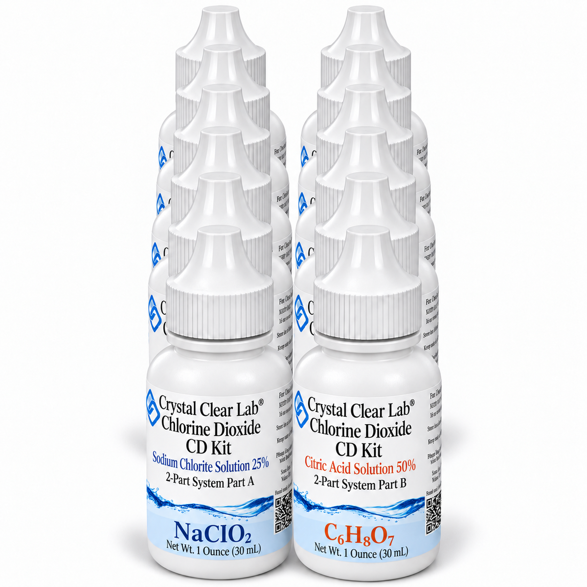Chlorine Dioxide Citric Acid Kits — 1 oz / HDPE Plastic / 6