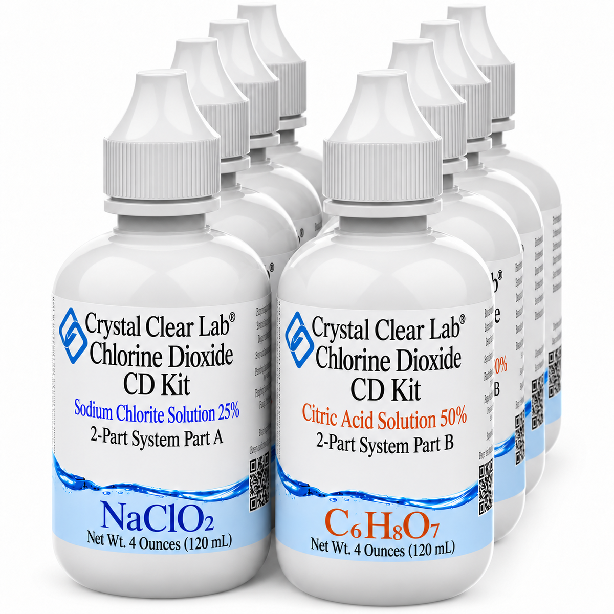 Chlorine Dioxide Citric Acid Kits — 4 oz / HDPE Plastic / 4