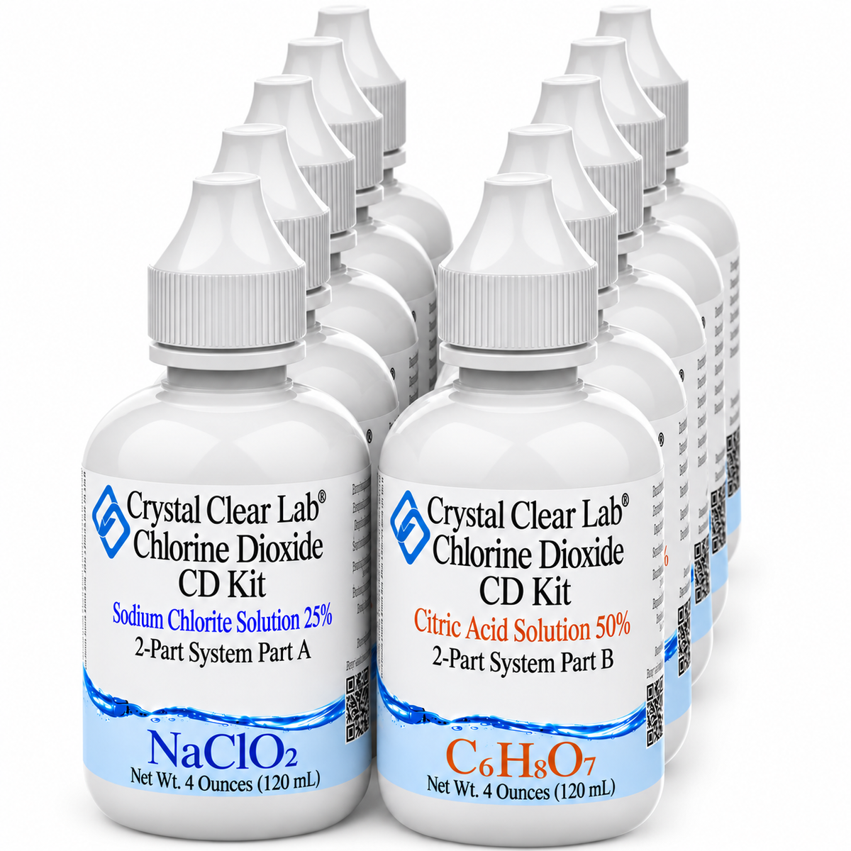 Chlorine Dioxide Citric Acid Kits — 4 oz / HDPE Plastic / 5