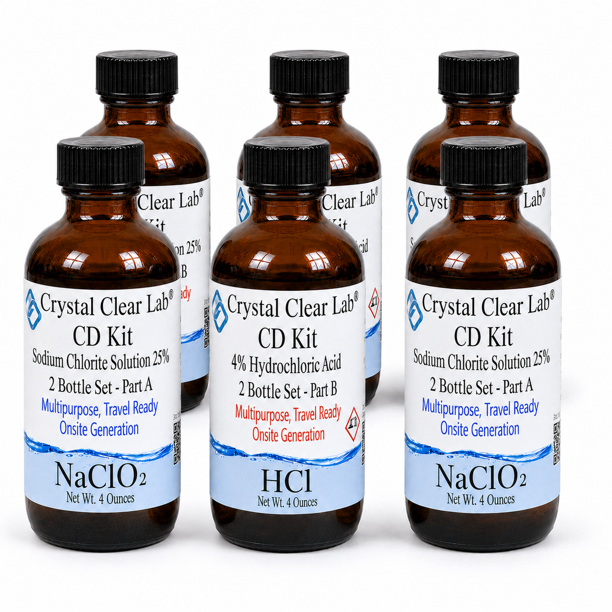 4 oz / Amber Glass / 3 Kits (6 bottles)