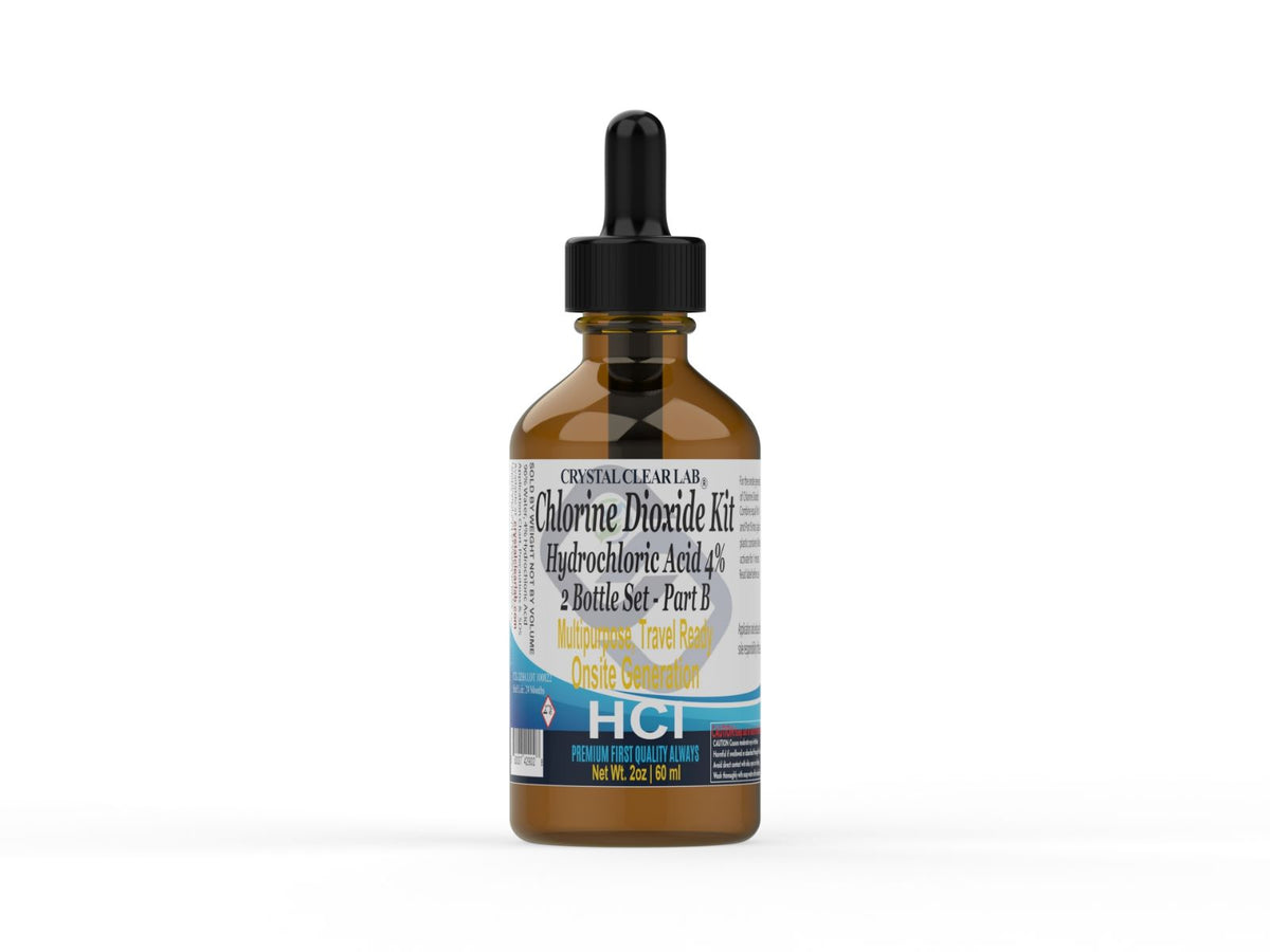 Crystal Clear Chlorine Dioxide Hydrochloric Acid 4-5% (HCl) : Sodium Chlorite 2oz, 4oz, 8oz Liquid Set, , 1 Fluid Ounces, Pack of 2