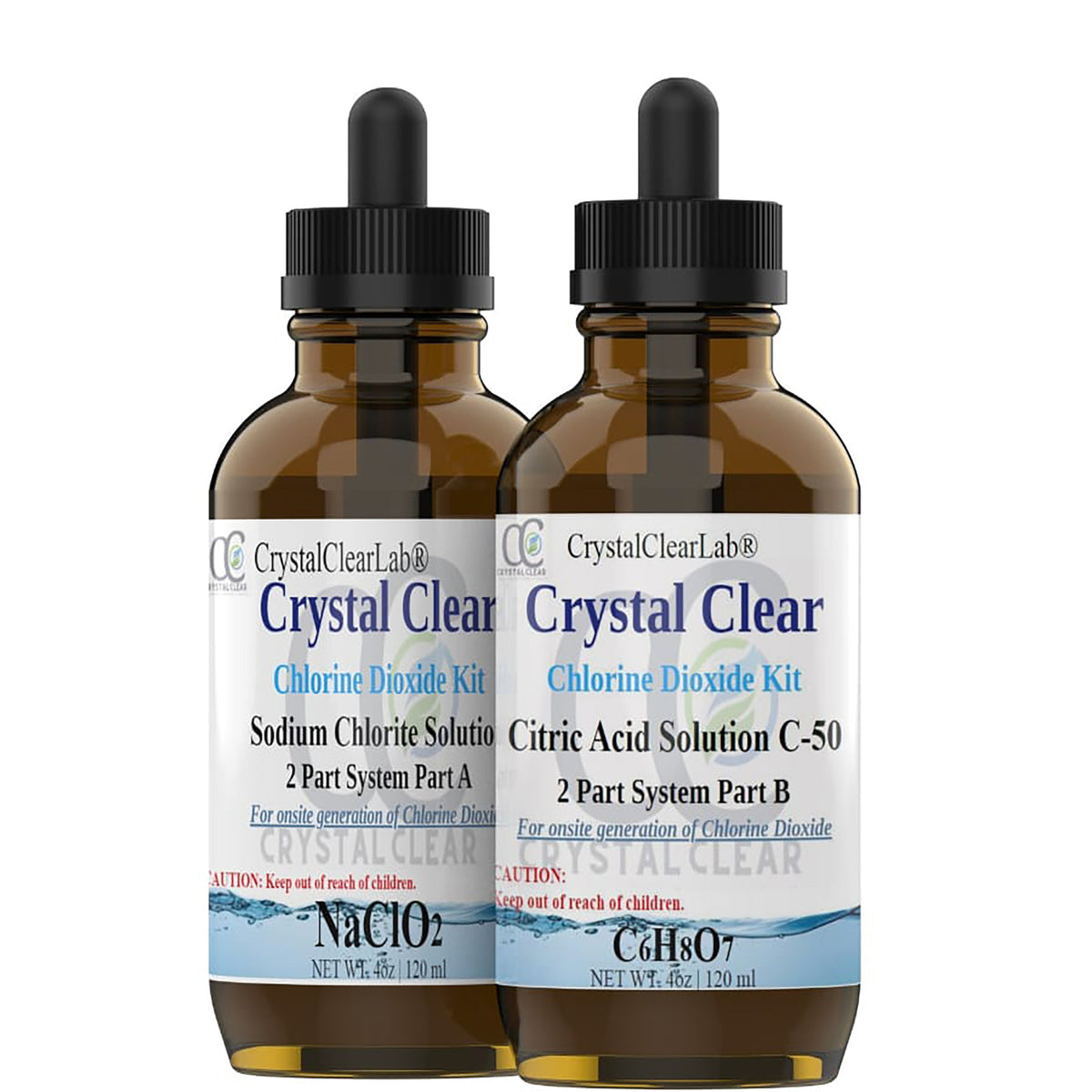 2oz | Chlorine Dioxide Kit 2 Part Citric Acid & Sodium Solution 1:1 Classic Set