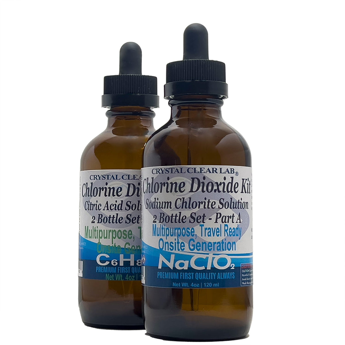 2oz | Chlorine Dioxide Kit 2 Part Citric Acid & Sodium Solution 1:1 Classic Set
