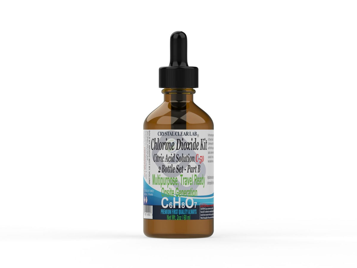 2oz | Chlorine Dioxide Kit 2 Part Citric Acid & Sodium Solution 1:1 Classic Set