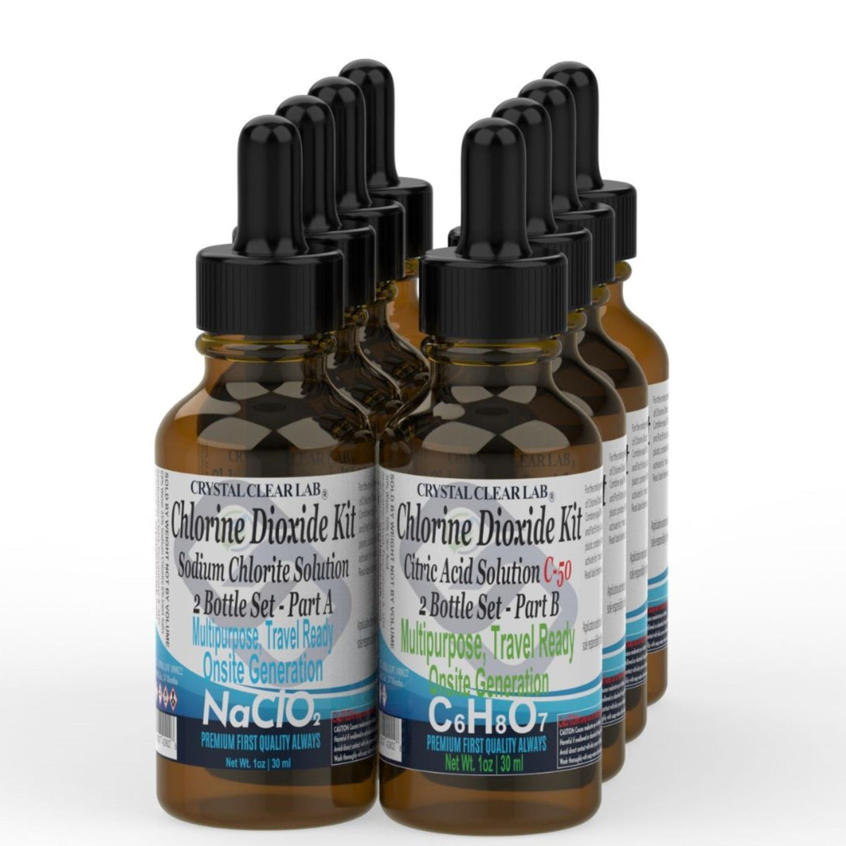 Chlorine Dioxide Citric Acid Part B Steam Distilled Water, 1 Ounce Each