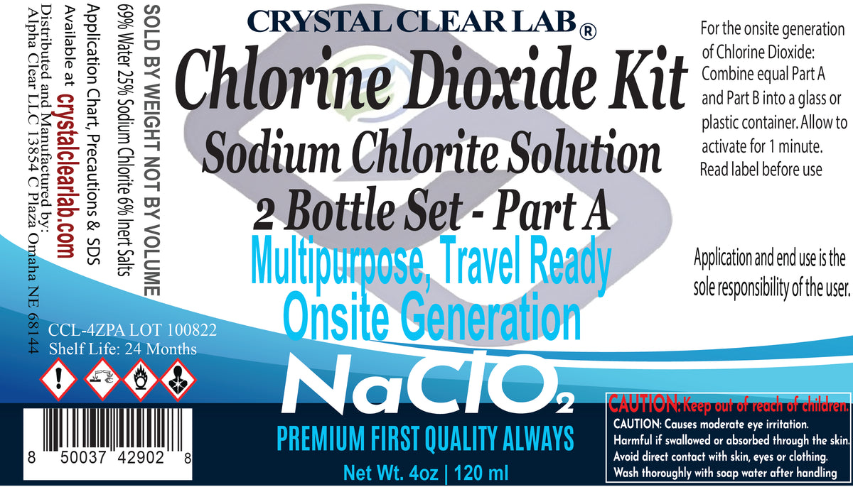 Crystal Clear Chlorine Dioxide Hydrochloric Acid 4-5% (HCl) : Sodium Chlorite 2oz, 4oz, 8oz Liquid Set, , 1 Fluid Ounces, Pack of 2