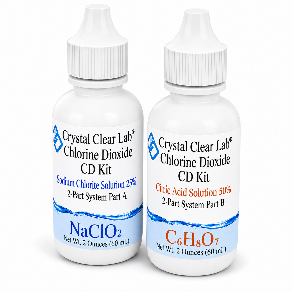 Chlorine Dioxide Citric Acid Kits — 2 oz / HDPE Plastic / 1
