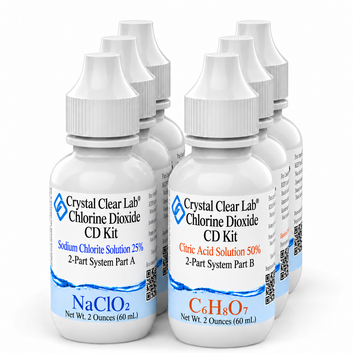 Chlorine Dioxide Citric Acid Kits — 2 oz / HDPE Plastic / 4