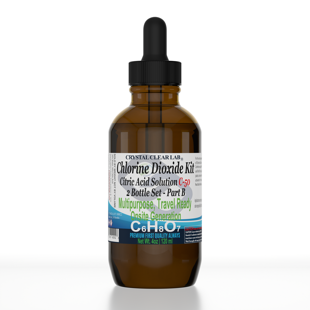 2oz | Chlorine Dioxide Kit 2 Part Citric Acid & Sodium Solution 1:1 Classic Set