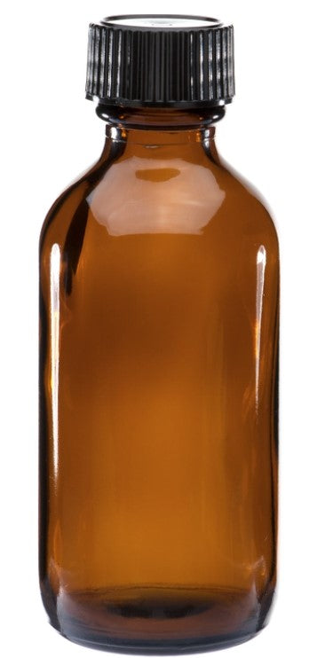 Amber Glass Boston Round Bottles with Caps